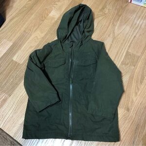 Old Navy Hunter Green Cargo Jacket Light Hooded Full Zip 3T Kids Toddler Coat